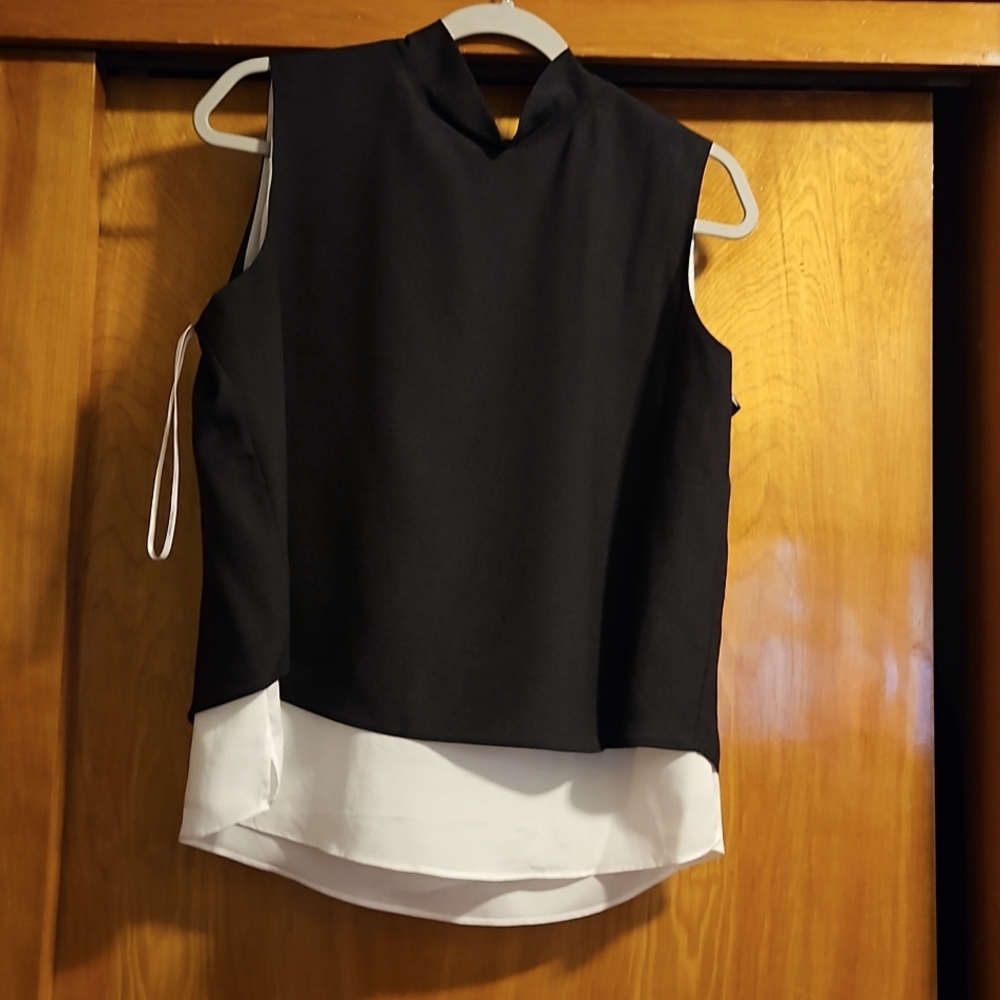 High neck Calvin Klein layered dress shirt